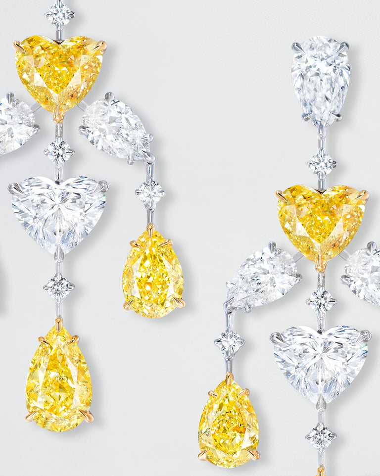 Fancy Intense Yellow and White Diamond Chandelier Earrings
