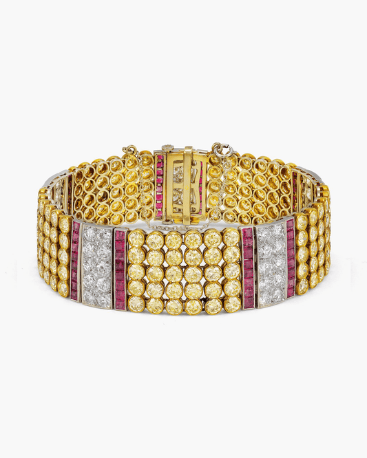Art Deco Yellow Diamond and Ruby Bracelet by Black Starr & Frost