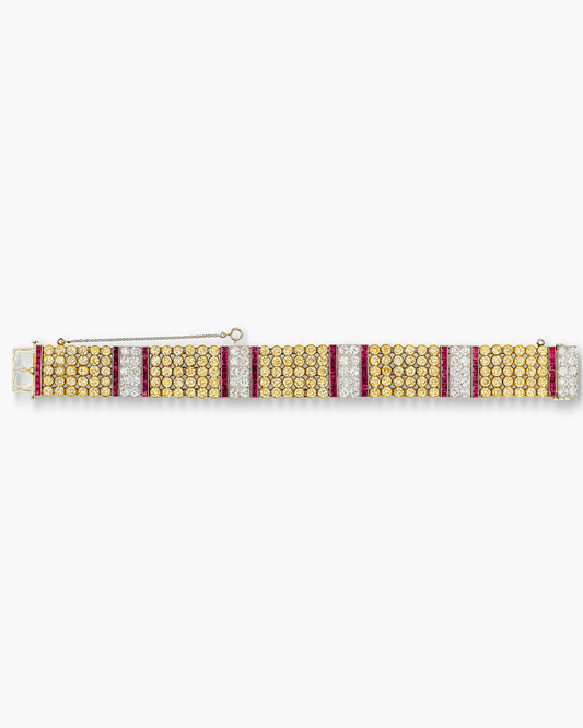 Art Deco Yellow Diamond and Ruby Bracelet by Black Starr & Frost