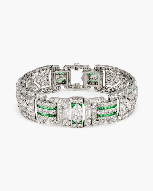 Art Deco Diamond and Emerald Bracelet