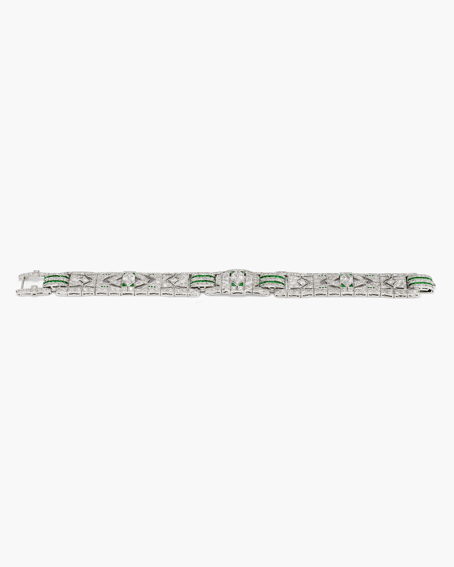 Art Deco Diamond and Emerald Bracelet