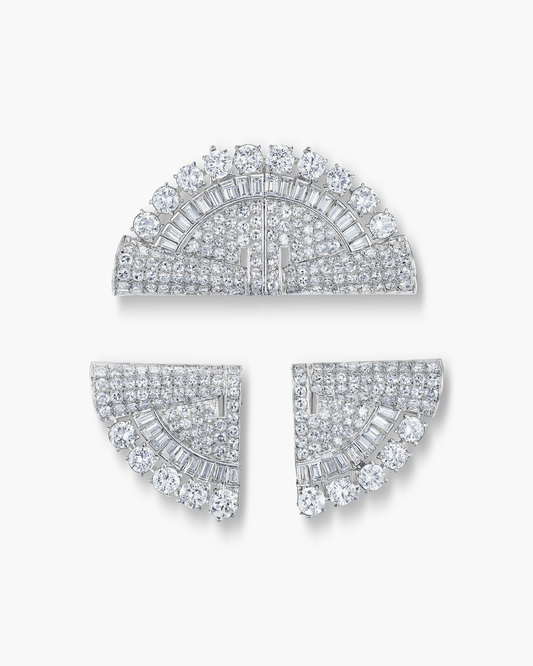 Art Deco Diamond Triple Clip Brooch