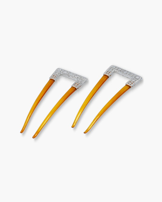 Edwardian Diamond and Tortoise Shell Hair Combs by Cartier