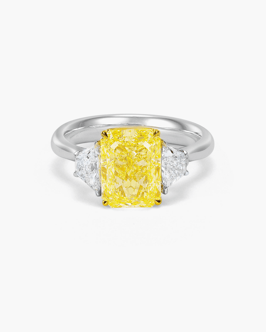 3.03 carat Radiant Cut Yellow and White Diamond Ring