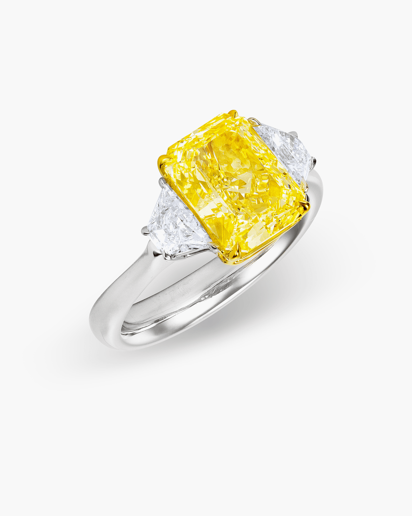 3.03 carat Radiant Cut Yellow and White Diamond Ring