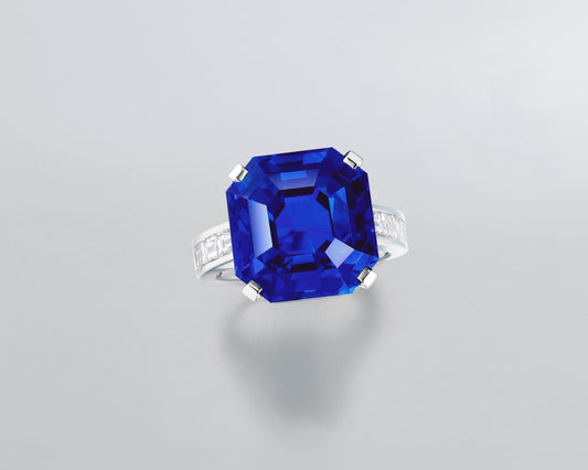 16.14 carat Asscher Cut Ceylon Sapphire Ring