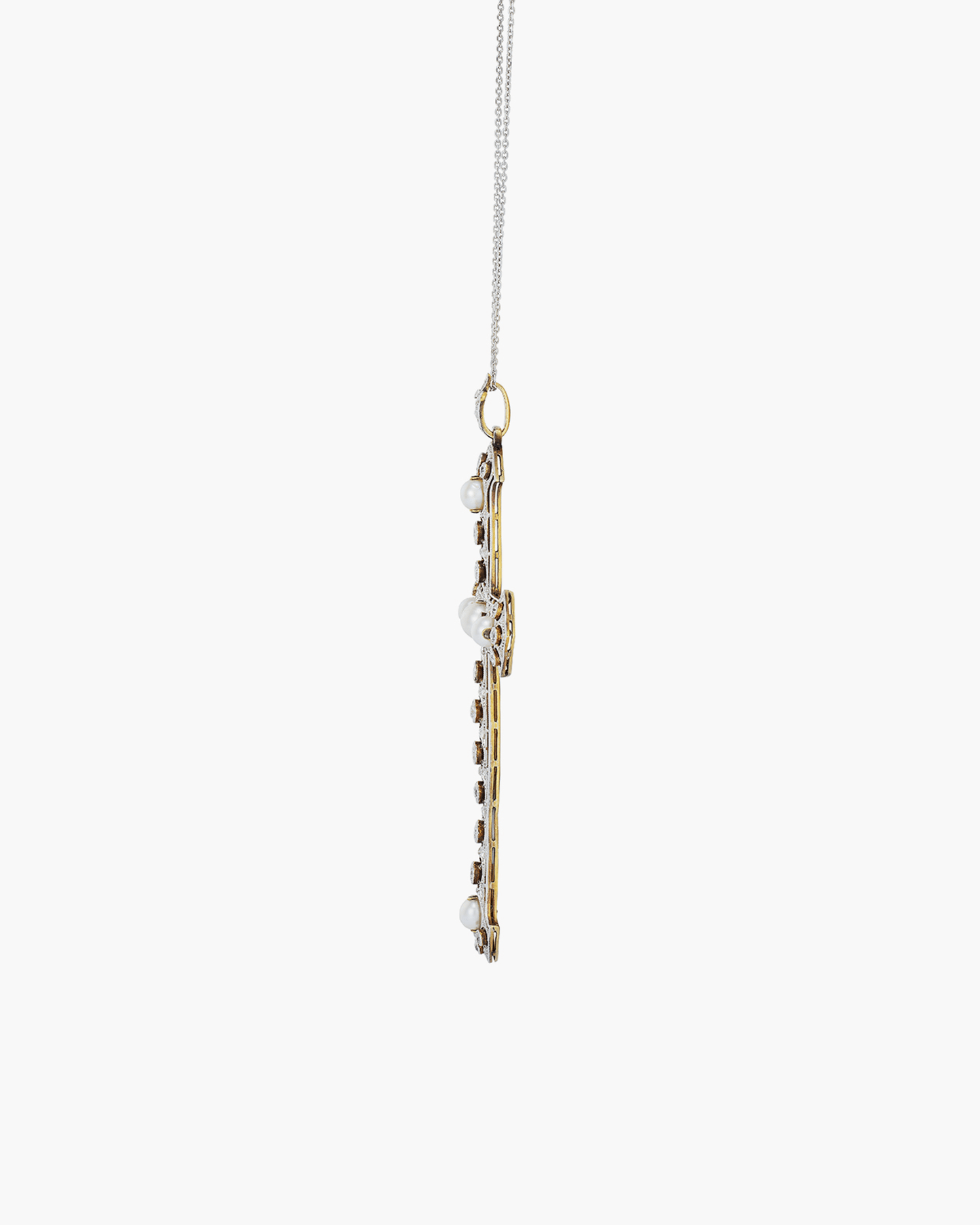 Edwardian Diamond and Pearl Cross Pendant