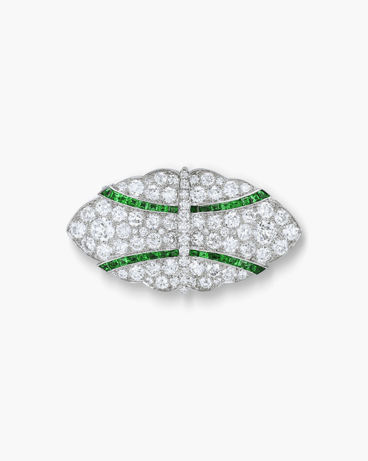 Art Deco Emerald and Diamond Brooch