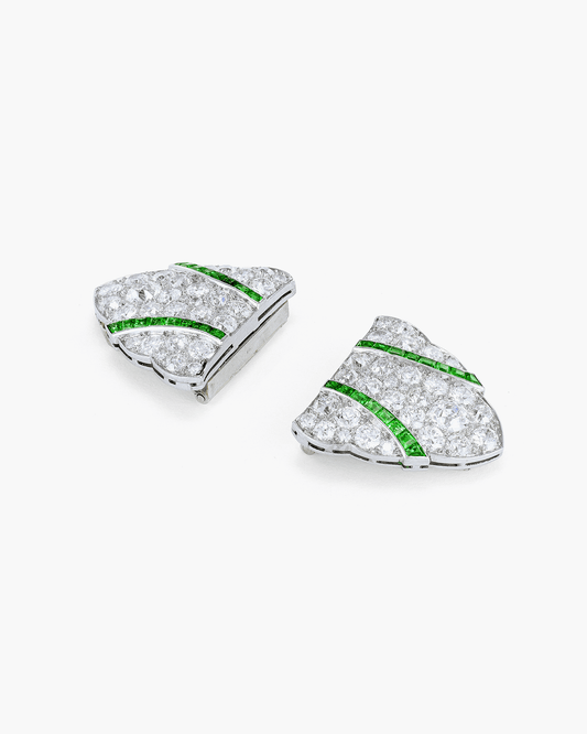 Art Deco Emerald and Diamond Brooch