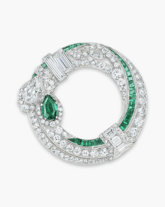 Art Deco Emerald and Diamond Brooch by Oscar Heyman
