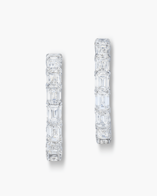 Emerald Cut Diamond Hoop Earrings (0.90 carat)