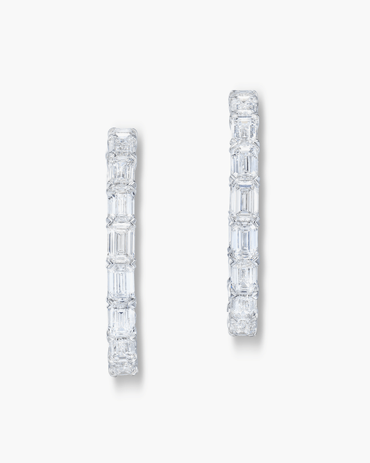 Emerald Cut Diamond Hoop Earrings (1.00 carat)