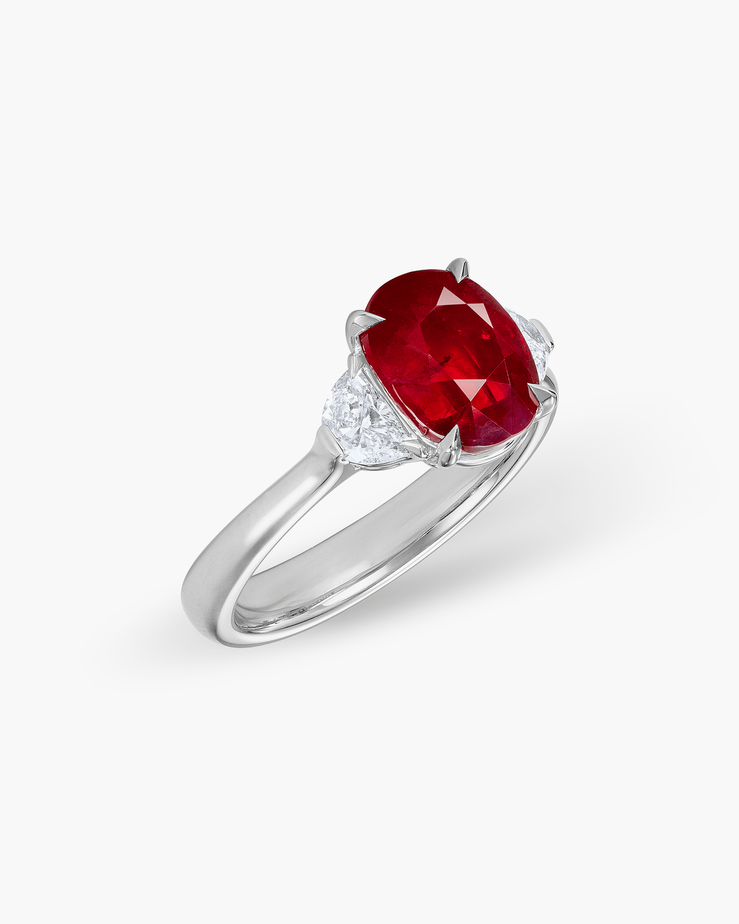 3.07 carat Oval Shape Burmese Ruby and Diamond Ring