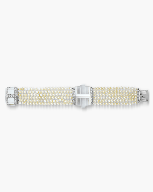 Art Deco Diamond, Pearl and Rock Crystal Bracelet by Boucheron