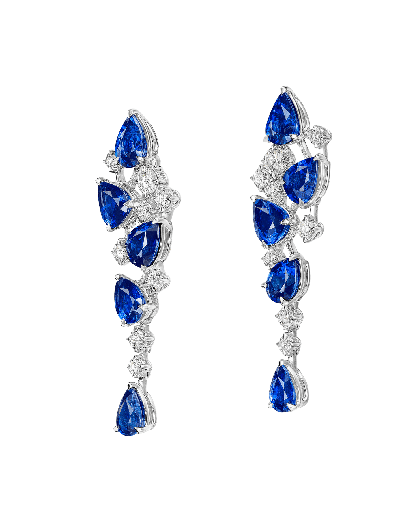 12.40 carat Pear Shape Sapphire and Diamond Earrings
