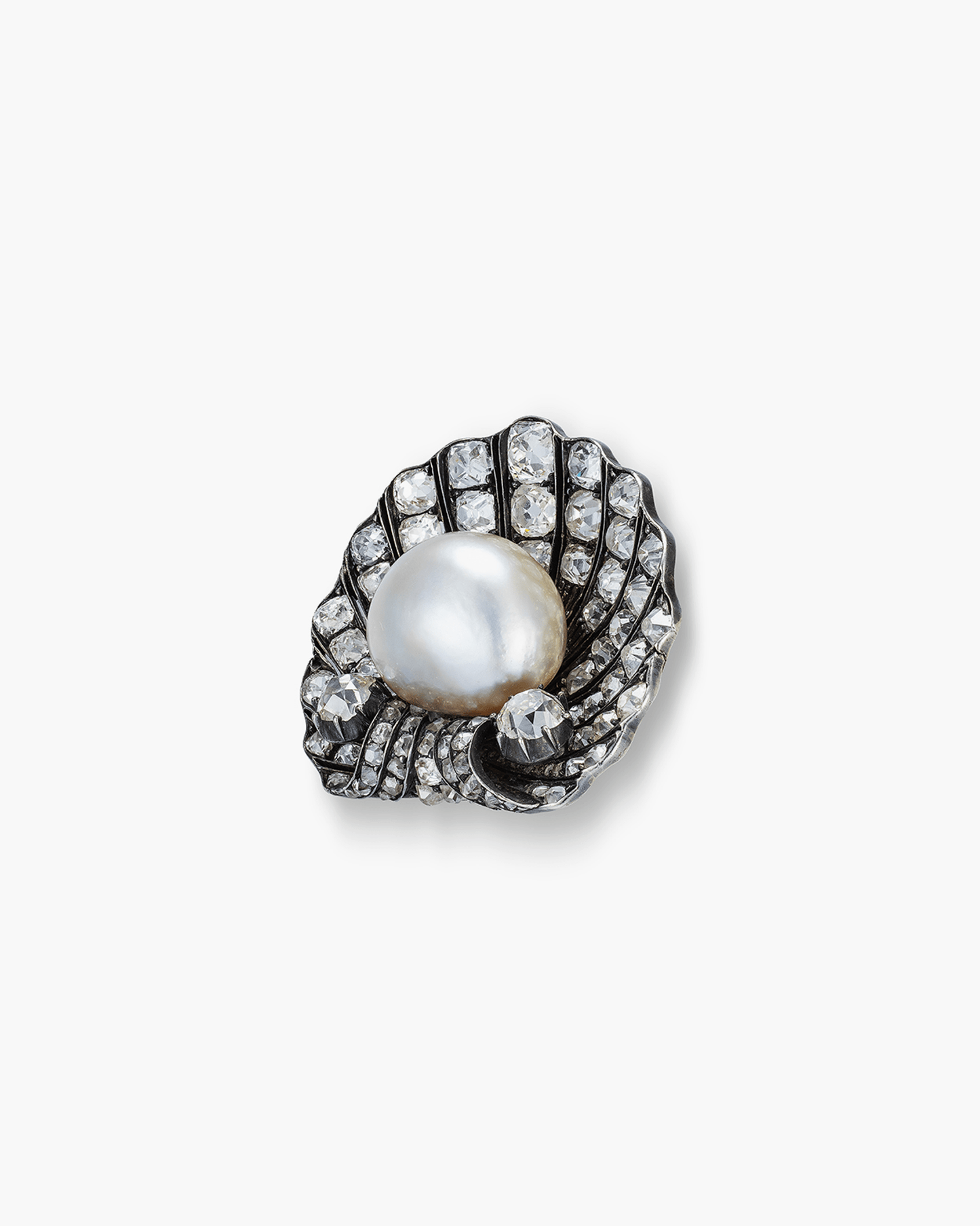 Victorian Natural Pearl and Diamond Brooch