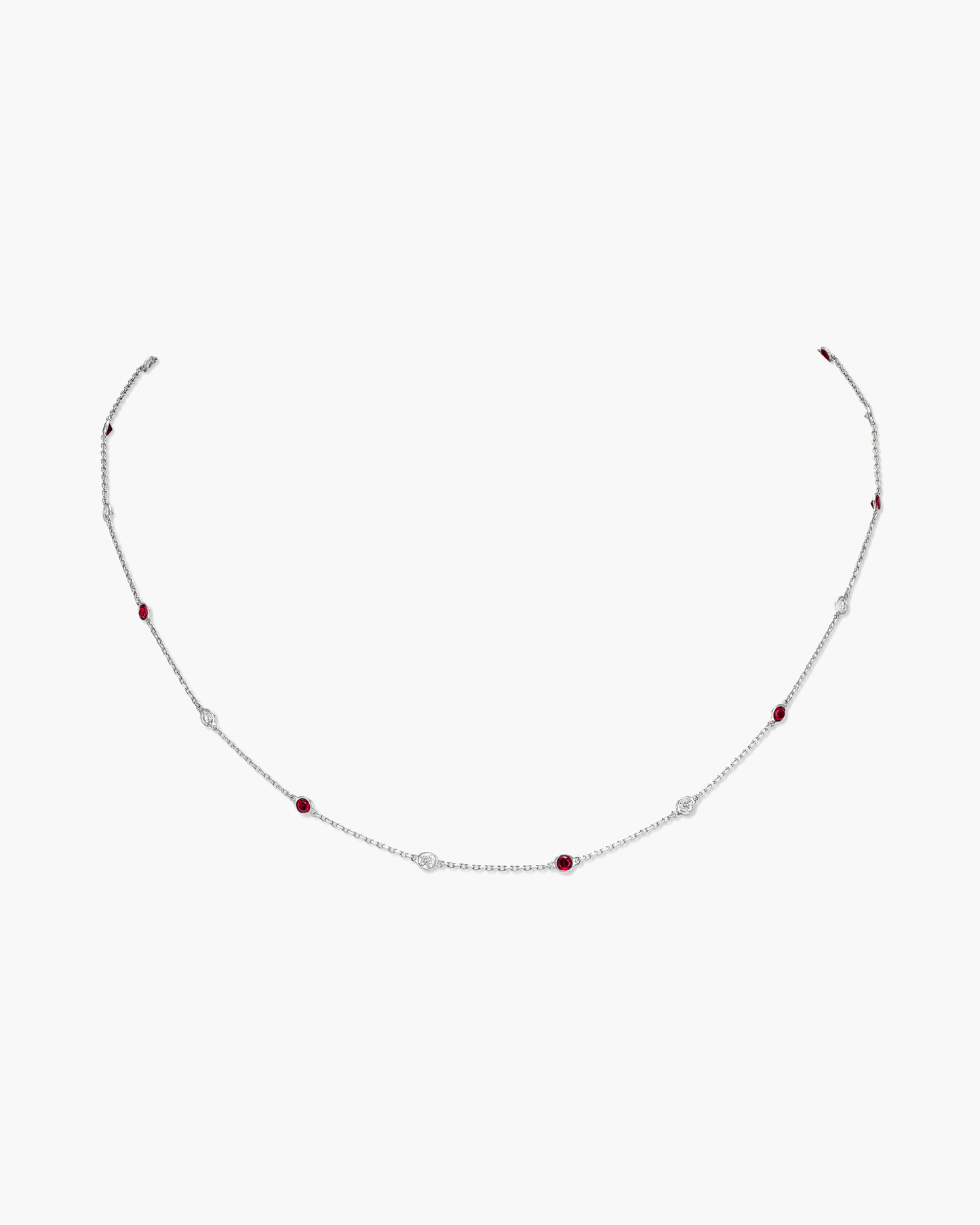 Round Brilliant Cut Ruby and Diamond Necklace, 0.96 carats