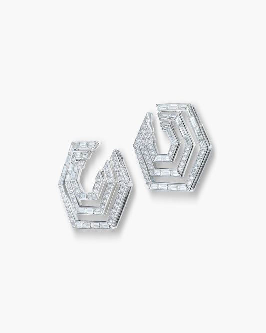 Diamond Concentrica Earrings in White Gold