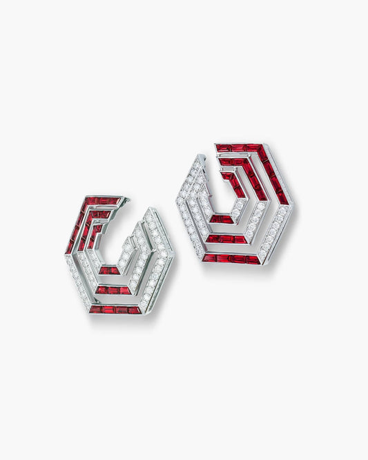 Ruby and Diamond Concentrica Earrings