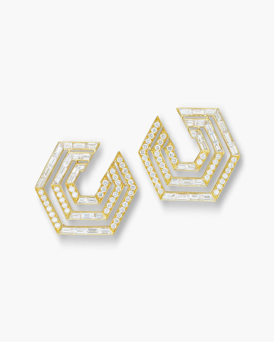 Diamond Concentrica Earrings in Yellow Gold