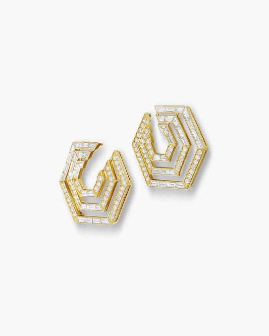 Diamond Concentrica Earrings in Yellow Gold
