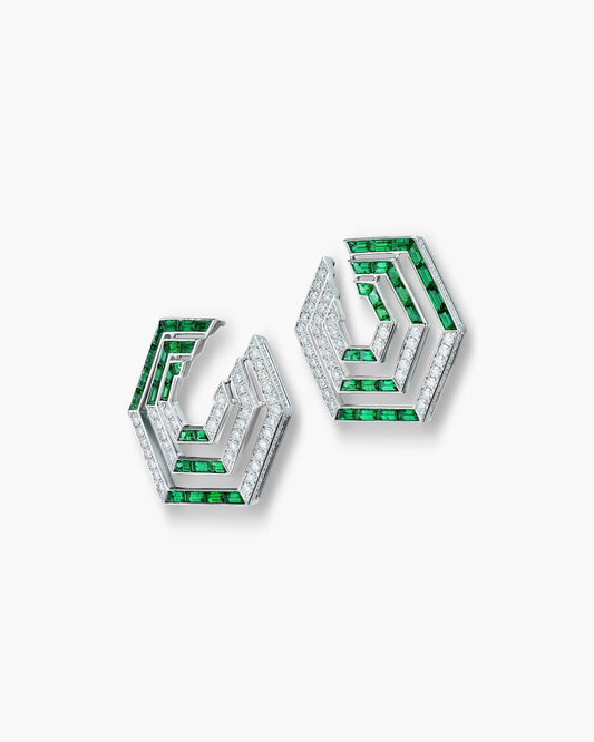 Emerald and Diamond Concentrica Earrings