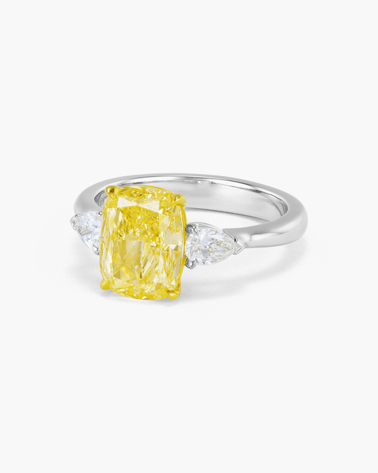 2.62 carat Cushion Cut Yellow and White Diamond Ring