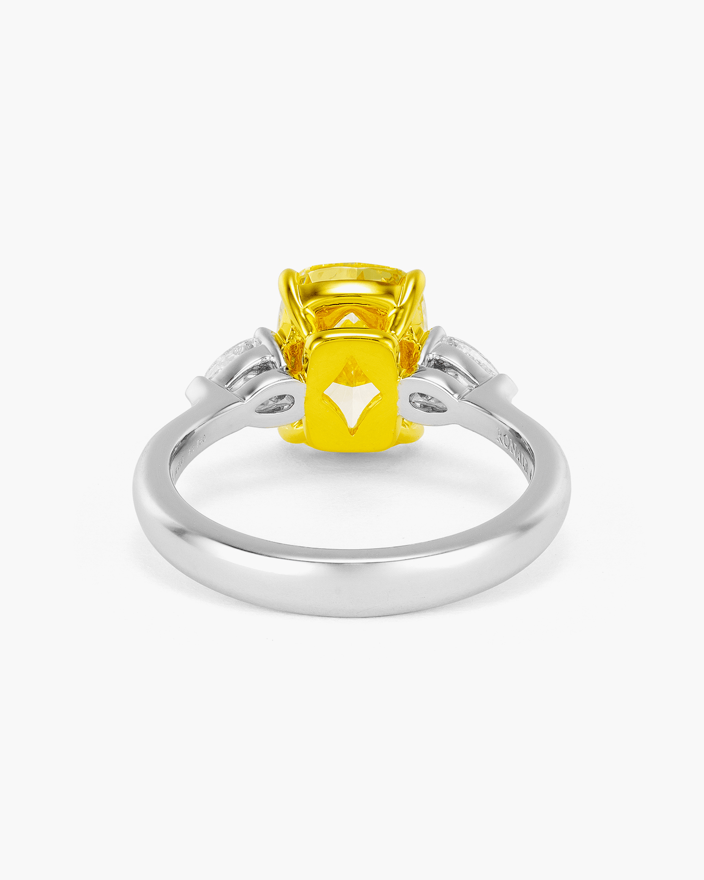 2.62 carat Cushion Cut Yellow and White Diamond Ring