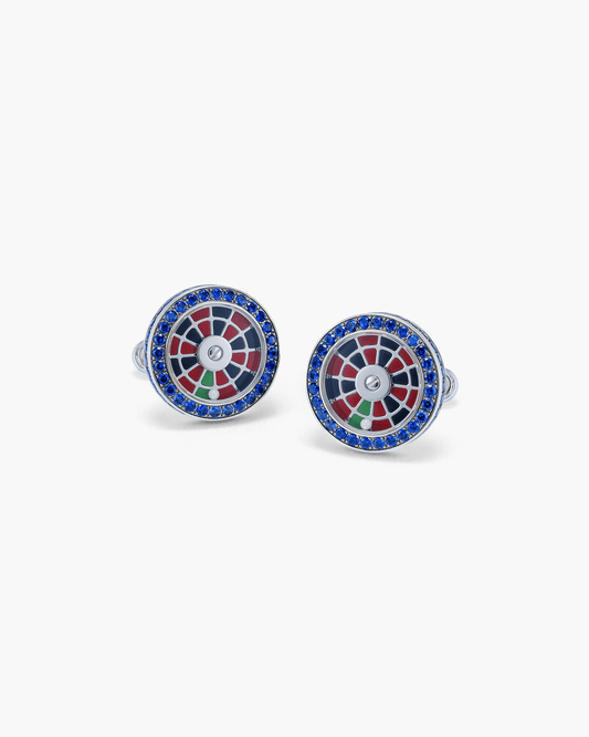 Sapphire and Enamel Roulette Wheel Cufflinks