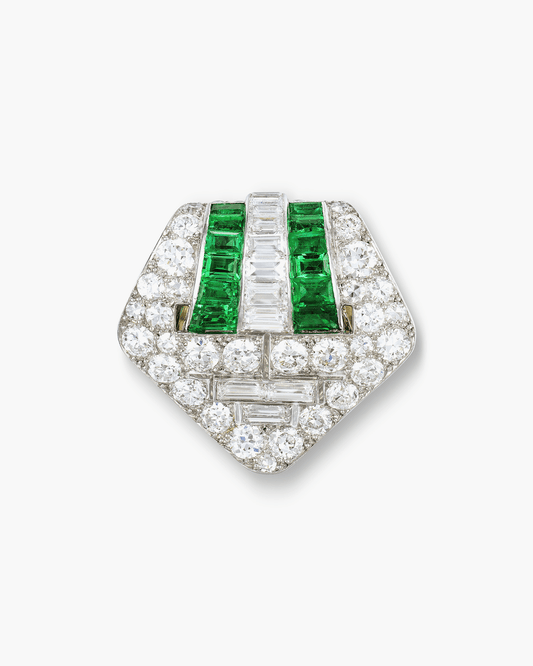 Art Deco Diamond and Emerald Clip by Boucheron