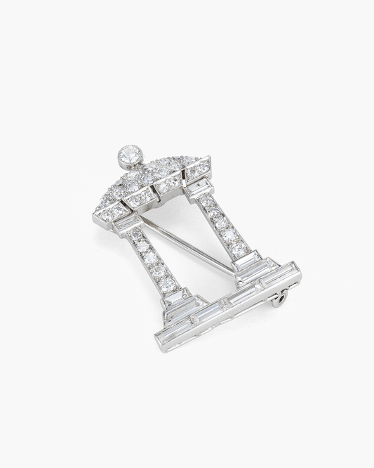 Art Deco Diamond Temple de l'Amour Brooch by Tiffany & Co.