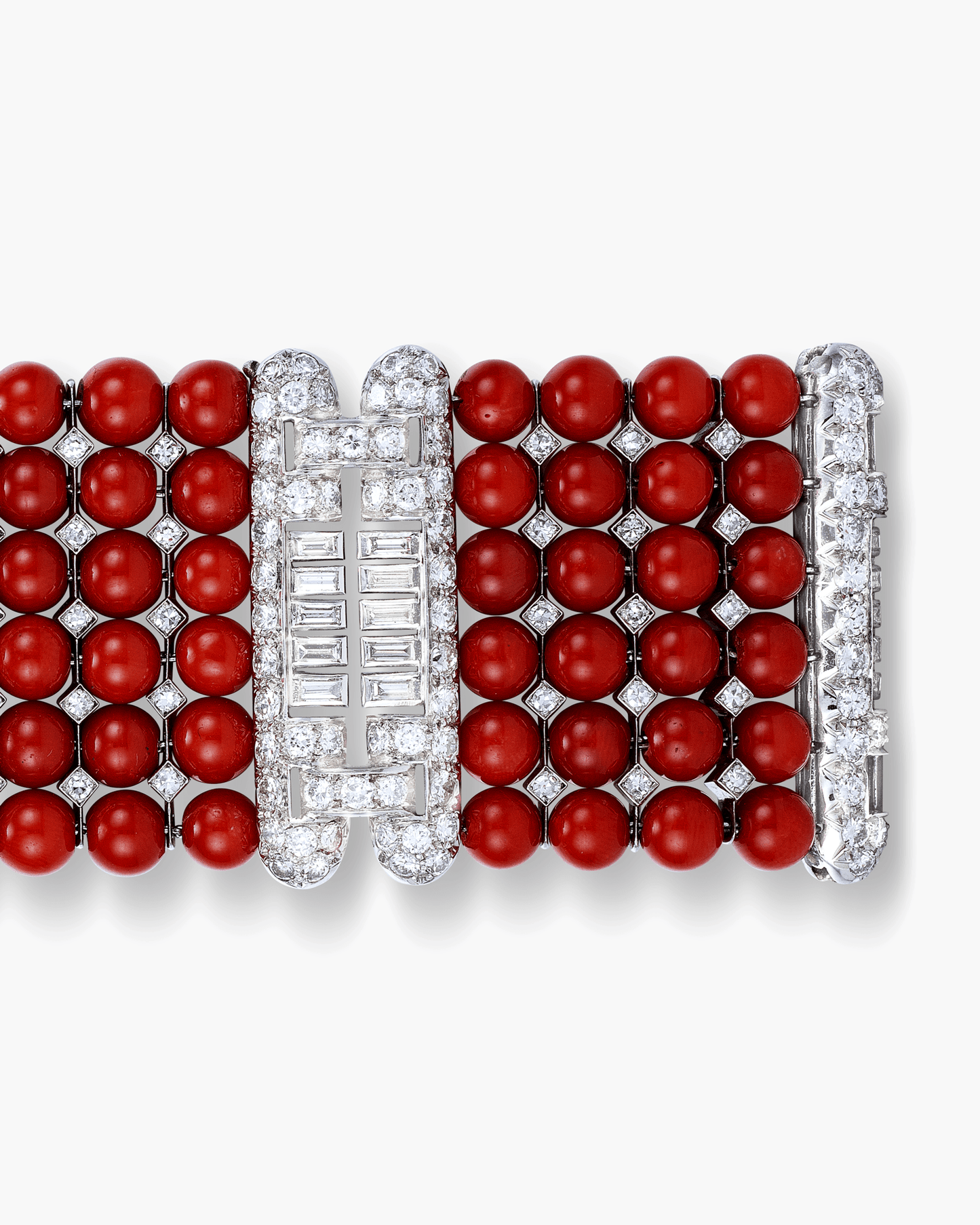 Art Deco Coral and Diamond Bracelet