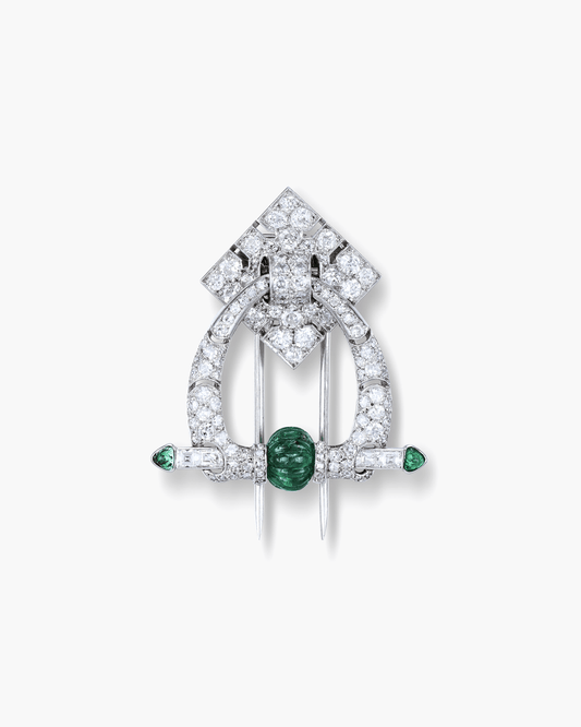 Art Deco Emerald and Diamond Brooch by Mellerio dits Meller