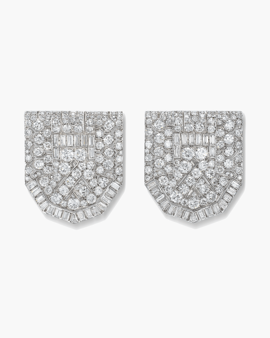 Art Deco Diamond Double Clips