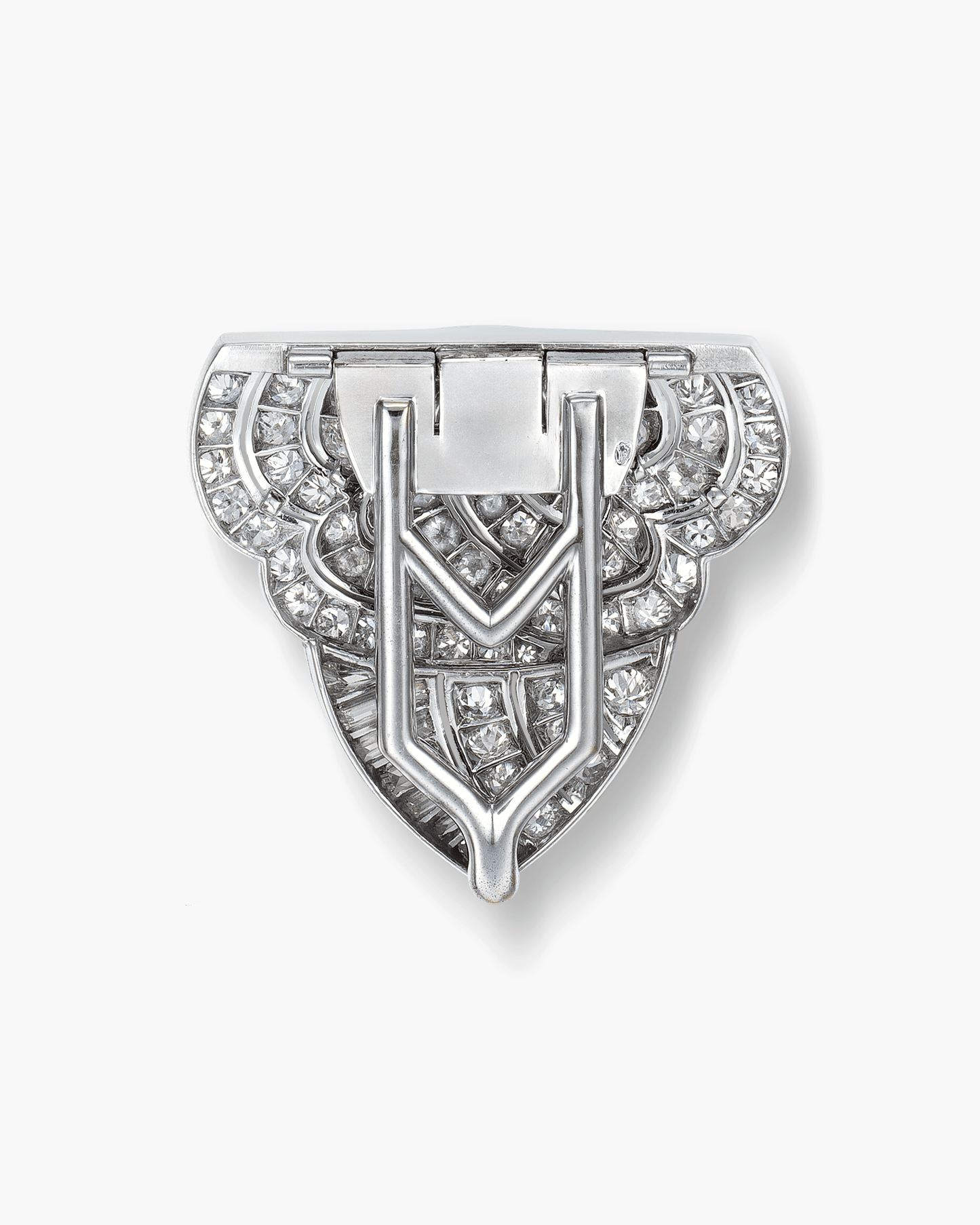 Art Deco Diamond Camellia Motif Clip