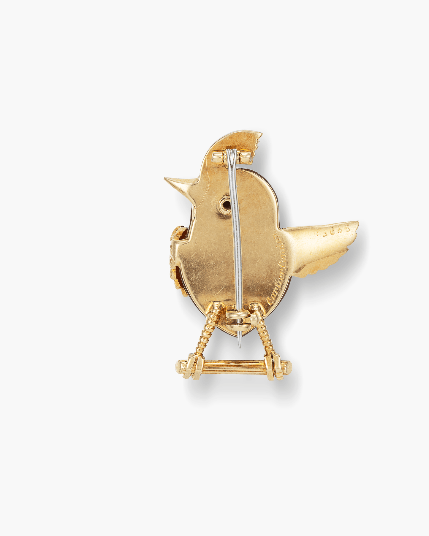Estate Carnelian and Emerald Bird Brooch by Cartier