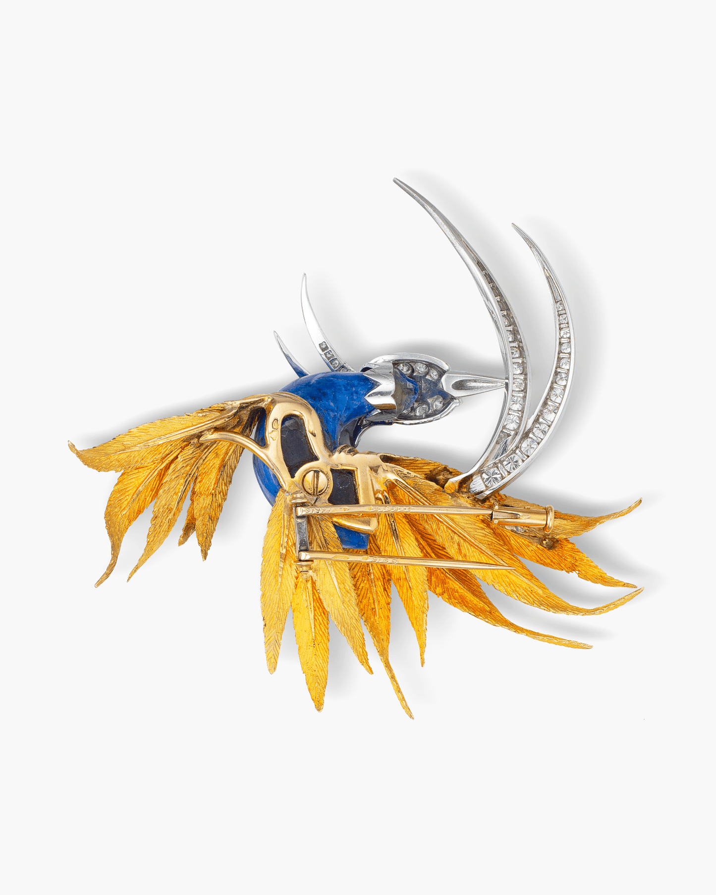 Estate Lapis Lazuli and Diamond Bird Brooch by Sterlé