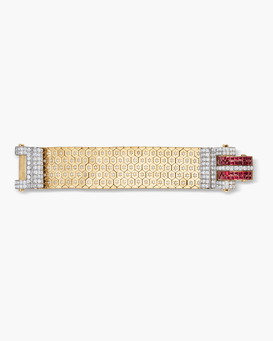 Estate Diamond and Ruby Ribbon Bracelet