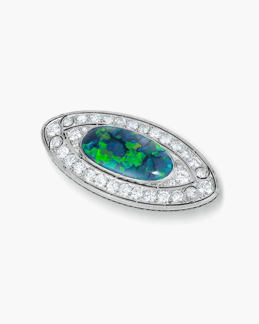 Art Deco Opal and Diamond Brooch by Marcus & Co.
