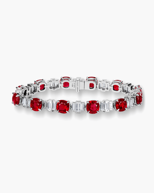 Cushion Cut Rubies and Diamond Bracelet