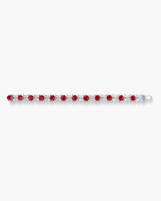 Cushion Cut Rubies and Diamond Bracelet