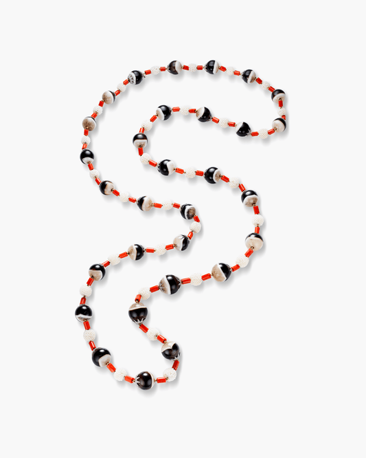 Art Deco Diamond, Agate, Coral and Seed Pearl Sautoir by Cartier