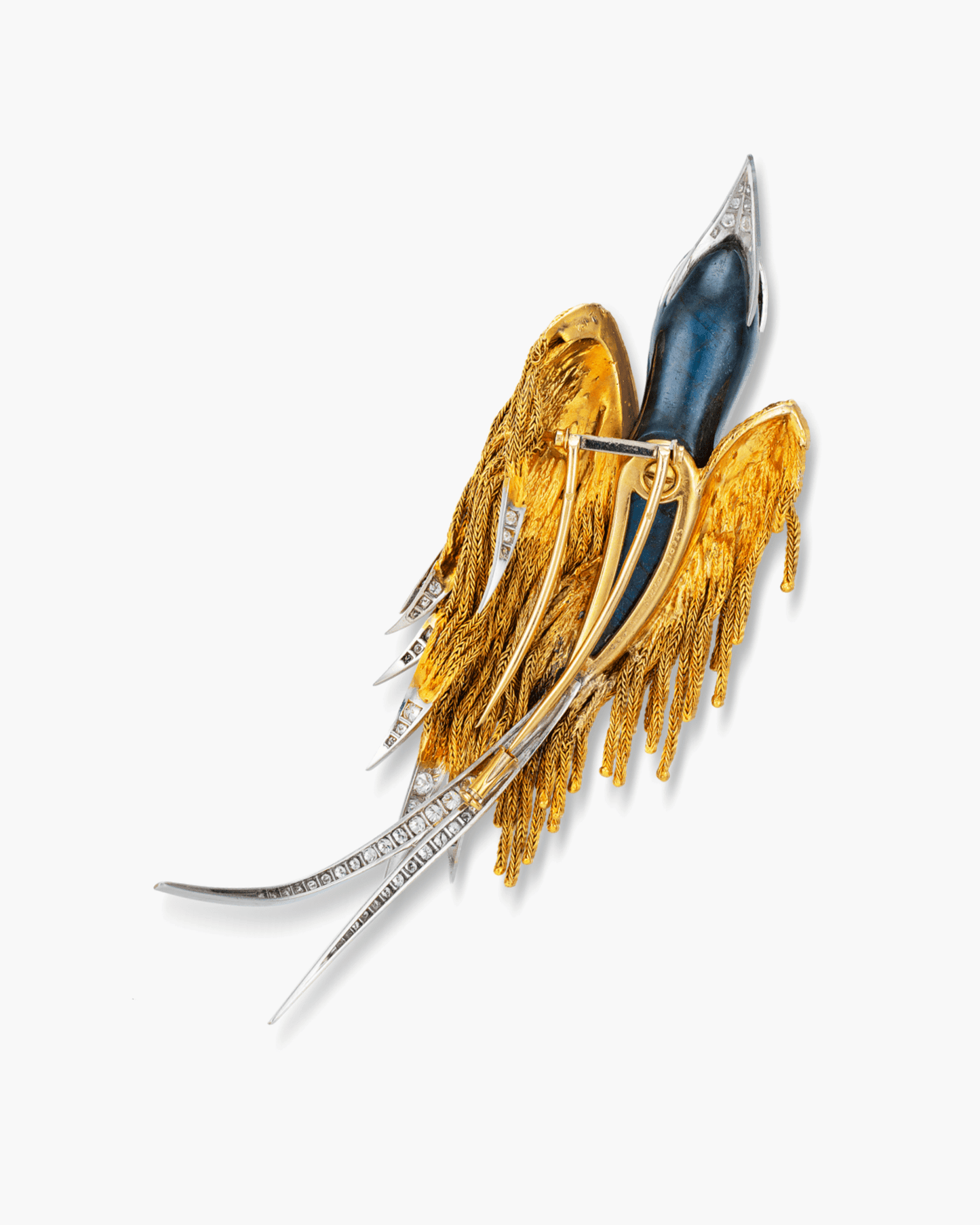 Estate Diamond and Labradorite Bird Brooch