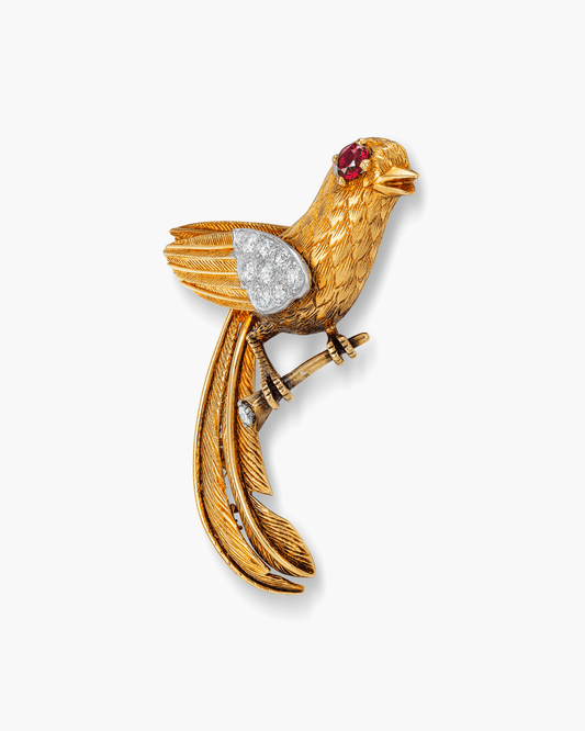 Estate Ruby Bird Brooch by Cartier