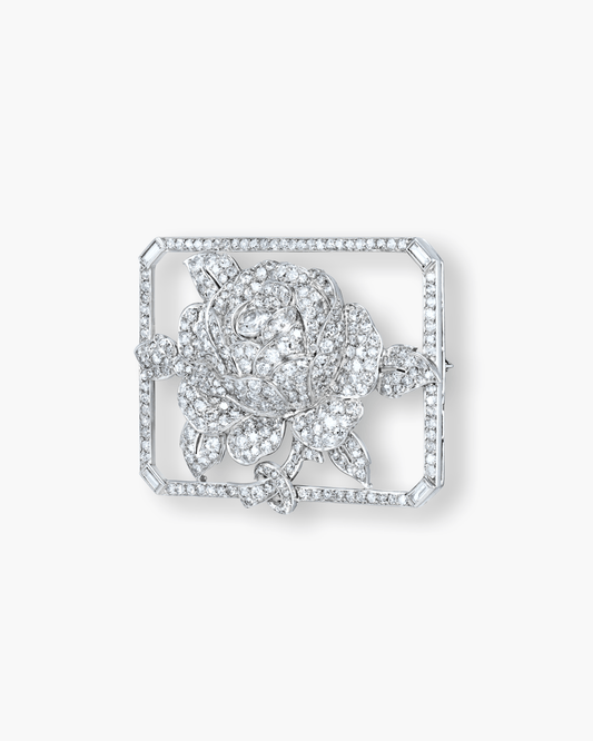 Art Deco Diamond Rose Brooch by Lacloche Frères