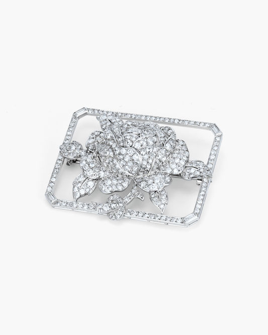 Art Deco Diamond Rose Brooch by Lacloche Frères