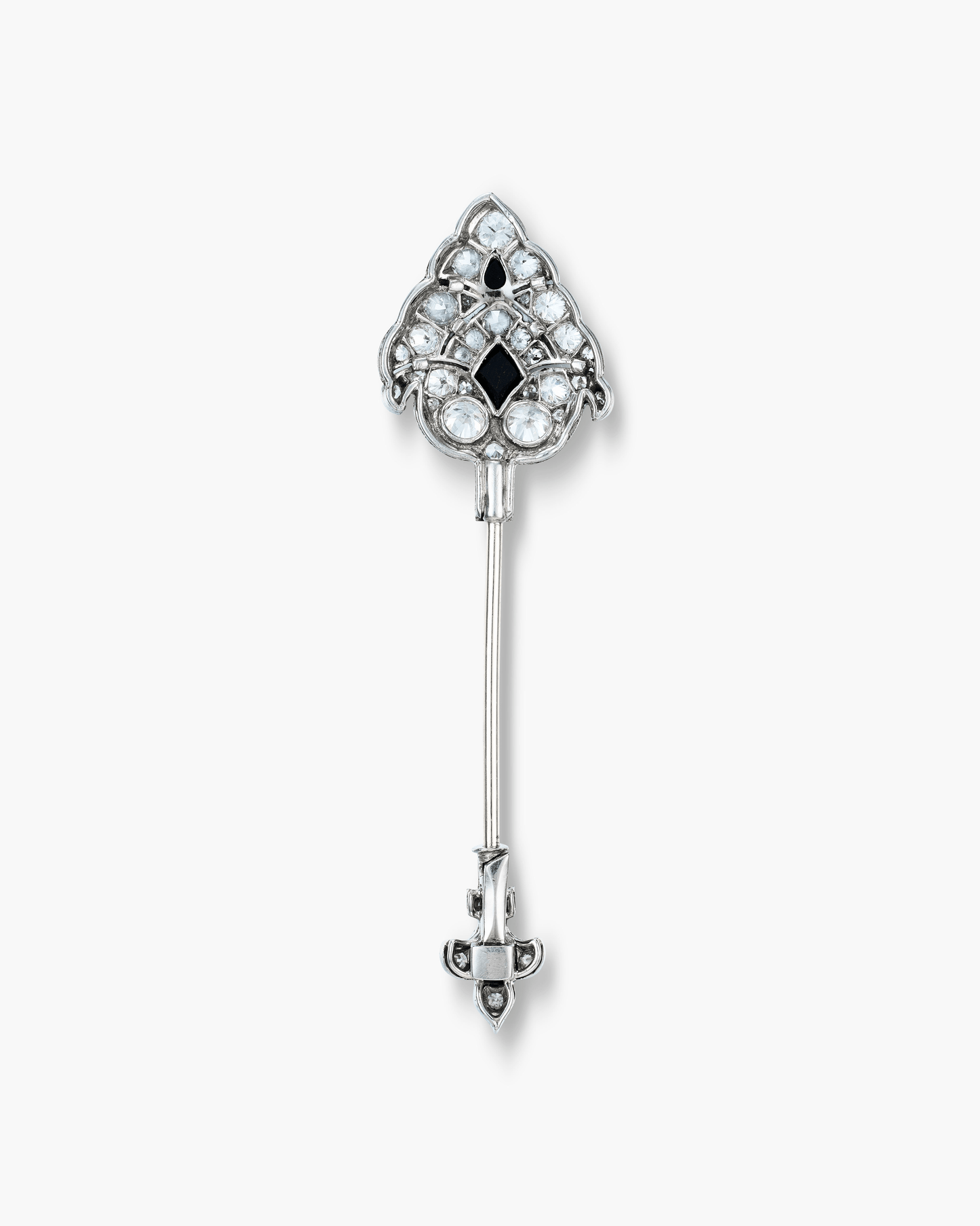 Art Deco Enamel, Onyx and Diamond à cliquet Jabot Pin by Cartier