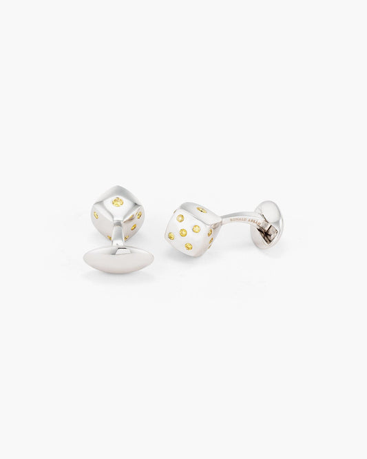 Yellow Diamond Dice Cufflinks