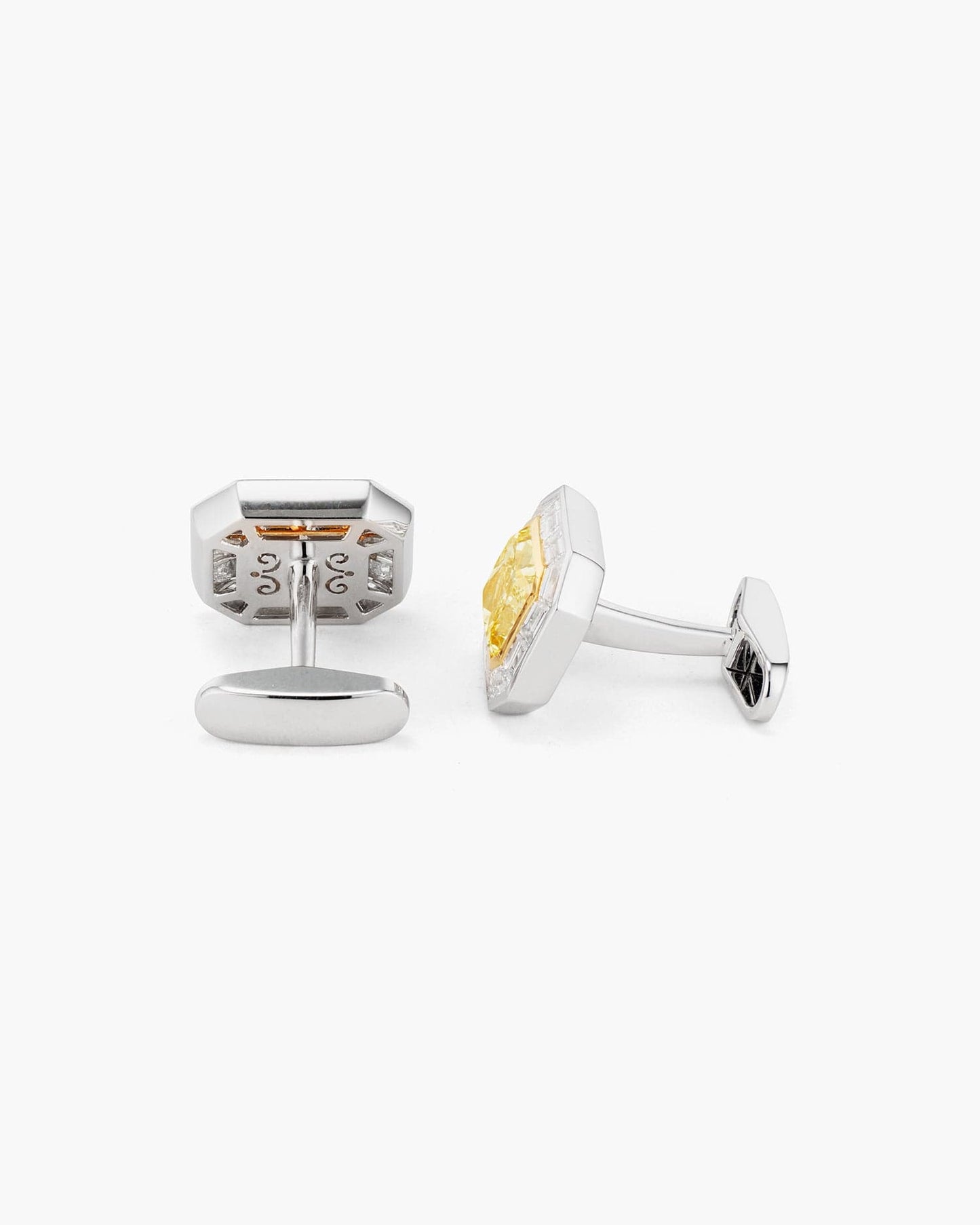 Yellow and White Diamond Cufflinks