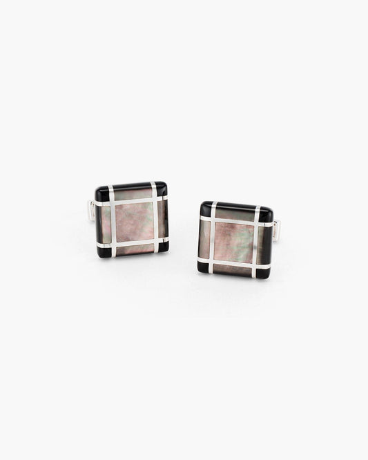 Black Mother of Pearl Checkerboard Cufflinks
